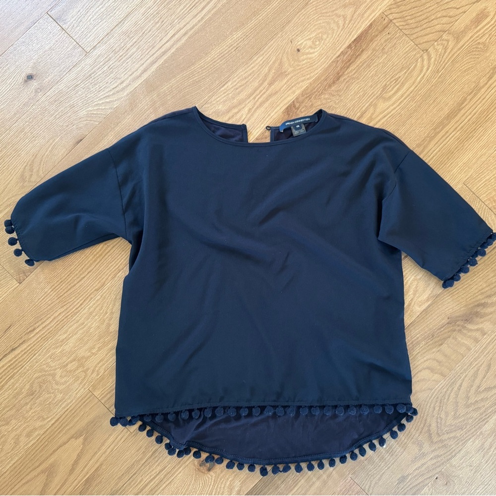 French Connection Blue Asymmetrical Boxy Blouse